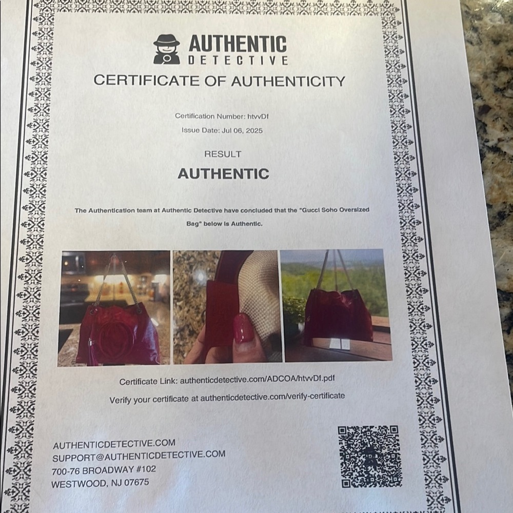 Gucci SOHO Red Leather Chain Shoulder Bag EUC. COA in pics. - Picture 12 of 13